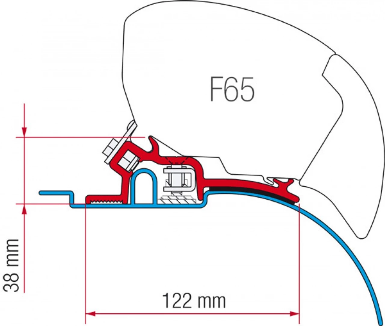 Fiamma F65-F80 Ducato Jumper Boxer H2 Roof Awning Low Profile Bracket Adapter 1994 < 2006